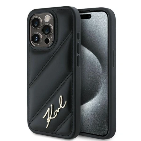 KARL LAGERFELD ETUI HARDCASE DO IPHONE 15 PRO 6.1 Z DIAGONAL QUILTED SCRIPT