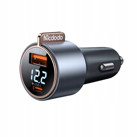 MCDODO POWERFUL FAST CAR CHARGER WITH METER 2X USB USB-C 75W LED
