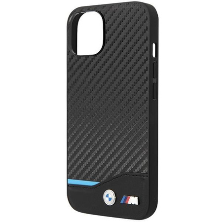 Etui BMW BMHCP13M22NBCK na iPhone 13 - czarne Leather Carbon