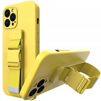 HURTEL ETUI ROPE CASE DO IPHONE 13 ZE SMYCZĄ I ŁAŃCUSZKIEM W KOLORZE ŻÓŁTYM