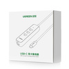 Ugreen HUB 4w1 USB Typ C - 3x USB Typ A 3.1 Gen 1 + RJ45 biały (CM416 50620)