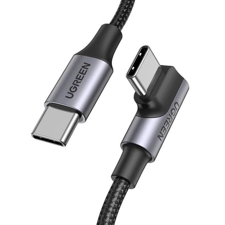 Kabel Ugreen US334 USB-C 2.0 (kątowy) / USB-C 2.0 (prosty) 100W PD 1 m - czarny