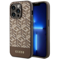 Etui Guess GCube Stripes MagSafe GUHMP14LHGCFSEW na iPhone 14 Pro - brązowe