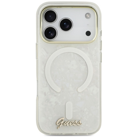 Etui Guess IML Shell Script Metal        MagSafe do iPhone 17 Pro Max biały