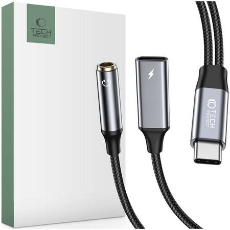 TECH-PROTECT ADAPTER PRZEJŚCIÓWKA TYPE-C DO MINI JACK 3.5MM I TYPE-C 60W 6A