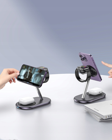 INNOSTYLE MAGSTATION ŁADOWARKA INDUKCYJNA 3W1 DO MAGSAFE IPHONE AIRPODS WATCH STACJA ŁADOWANIA CZARNA