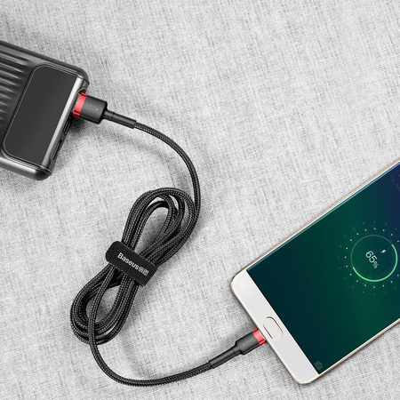 BASEUS KABEL USB DO MICRO USB DO TELEFON TABLET 2A 3M MOCNY CZARNY CZERWONY