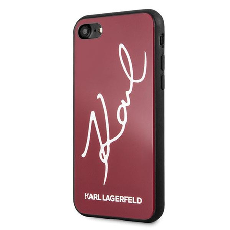 Etui Karl Lagerfeld Signature Glitter na iPhone 7 / 8 / SE 2020 / SE 2022 - czerwone