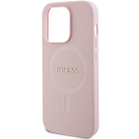 Etui Guess GUHMP14XPSAHMCP na iPhone 14 Pro Max - różowe Saffiano MagSafe