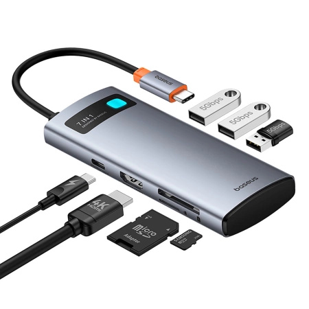 BASEUS HUB USB-C 7W1 DO LAPTOPA HDMI 4K 60HZ 3X USB 3.0 USB-C PD SD