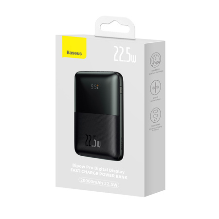 Powerbank Baseus Bipow Pro 20000mAh 22.5W czarny z kablem USB Typu A - USB Typu C 3A 0.3m (PPBD040301)