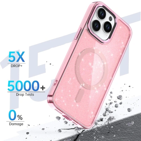 HURTEL ETUI GLITTER CASE DO IPHONE 16 PRO DO MAGSAFE TELEFON Z BROKATOWYM