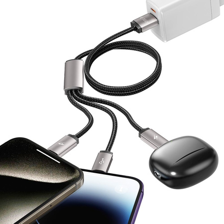 TECH-PROTECT ZESTAW KABLI 3W1 DO LIGHTNING TYPE-C MICRO-USB TELEFONÓW 100CM