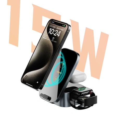 DUDAO ŁADOWARKA INDUKCYJNA 15W 3W1 DO IPHONE ANDROID SMARTWATCHÓW SŁUCHAWEK