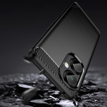 Carbon Case etui OnePlus Nord CE 3 elastyczny silikonowy karbonowy pokrowiec czarne