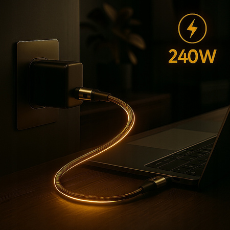 CO2 KABEL USB-C SZYBKIE ŁADOWANIE DO SAMSUNG APPLE USB TYP C PD 5A 240W 1M