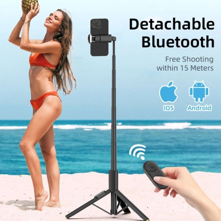 TECH-PROTECT SELFIE STICK Z TRIPODEM DO TELEFONÓW I KAMER 3W1 Z PILOTEM