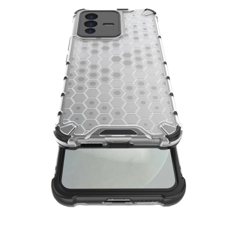 HURTEL ETUI HONEYCOMB DO VIVO V23 5G POKROWIEC Z ŻELOWĄ RAMKĄ PRZEZROCZYSTY