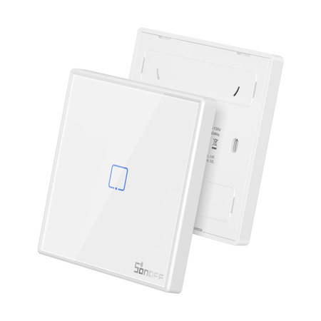 Sonoff T2EU1C-RF jednokanałowy dotykowy włącznik światła przełącznik przycisk Wi-Fi na pilot 433 MHz biały (M0802030009)