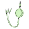 KABEL USB 3W1 ZWIJANY USB-C DO IPHONE MICRO USB TYP C ŁADOWARKA PŁASKI 1M