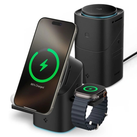 Ładowarka indukcyjna Spigen Essential EF223MS 3w1 QI2 - czarna