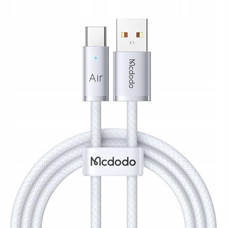MCDODO KABEL USB-A USB-C SZYBKIE ŁADOWANIE USB TYP C 6A 100W 1M LED BIAŁY