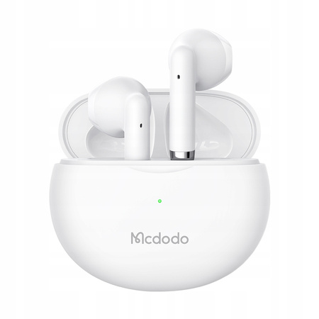 MCDODO SŁUCHAWKI BEZPRZEWODOWE DOUSZNE BLUETOOTH 5 Z MIKROFONEM ETUI BIAŁE