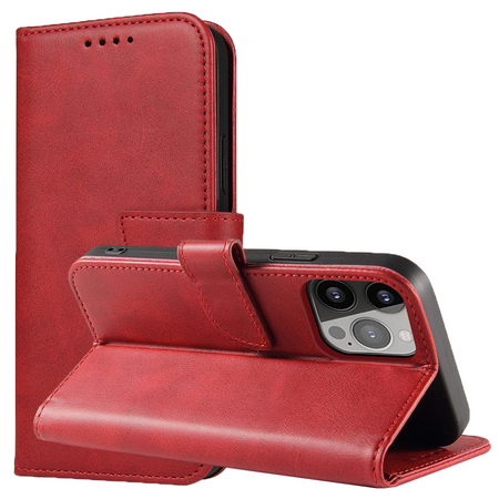 Etui portfel z klapką podstawką do iPhone 15 Pro Magnet Case - czerwone