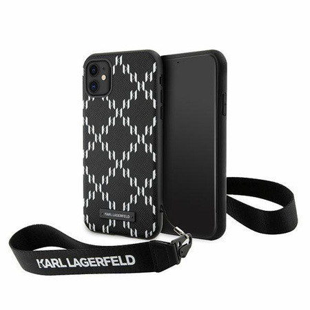 Etui Karl Lagerfeld KLHCN61SAKLMBSK na iPhone 11 / Xr - czarne Monogram Losange Saffiano