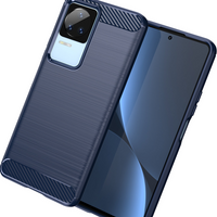 Carbon Case etui Xiaomi Poco F4 5G elastyczny silikonowy karbonowy pokrowiec niebieskie