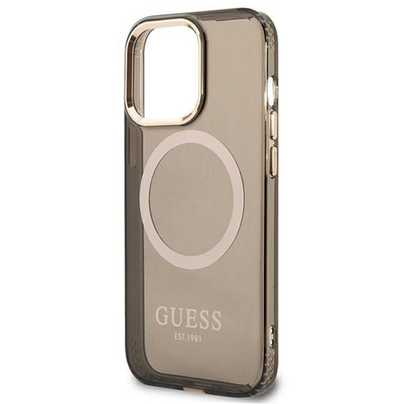 Guess GUHMP13LHTCMK iPhone 13 Pro / 13 6,1" czarny/black hard case Gold Outline Translucent MagSafe