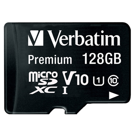 VERBATIM KARTA MICROSDXC 128GB DO TELEFONÓW TABLETÓW ZADAPTER V10+ SZYBKOŚĆ