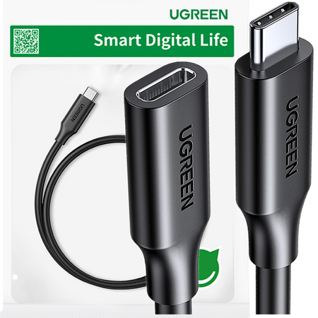 Ugreen kabel przedłużacz przejściówka USB C (męski) - USB C (żeński) 100W 10Gb/s 1m czarny