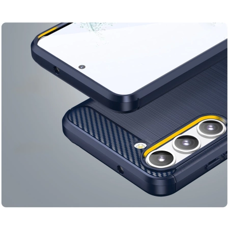 Carbon Case etui Samsung Galaxy S23 elastyczny silikonowy karbonowy pokrowiec niebieskie