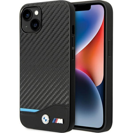 Etui BMW BMHCP13M22NBCK na iPhone 13 - czarne Leather Carbon