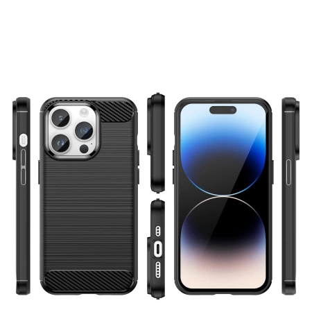 Carbon Case etui iPhone 14 Pro Max elastyczny żelowy pokrowiec na tył plecki czarny