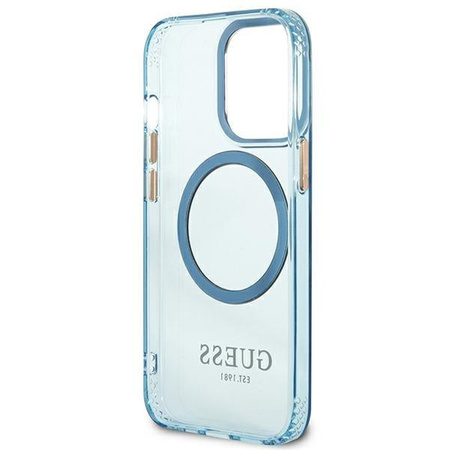 Guess GUHMP13LHTCMB iPhone 13 Pro / 13 6,1" niebieski/blue hard case Gold Outline Translucent MagSafe