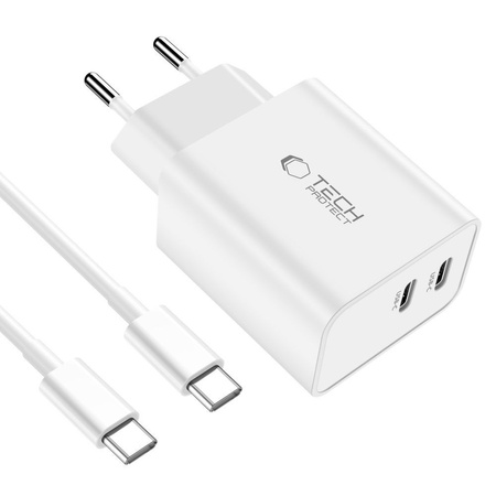 TECH-PROTECT ŁADOWARKA 2-PORTOWA PD 35W DO IPHONE 11 12 13 SZYBKA ŁADOWARKA