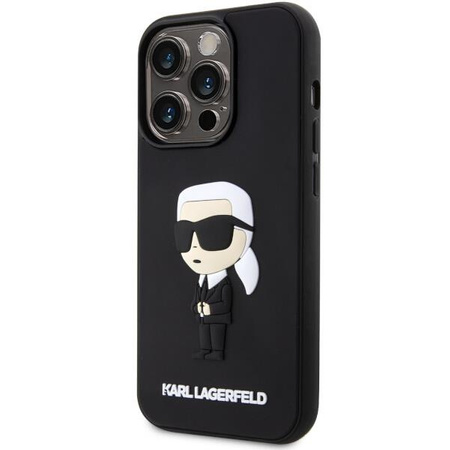 Etui Karl Lagerfeld KLHCP14L3DRKINK na iPhone 14 Pro - czarne Rubber Ikonik 3D