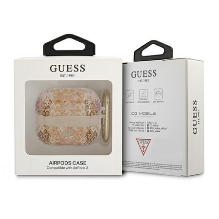 Guess  GUA3HHFLD AirPods 3 cover złoty/gold Paisley Strap Collection