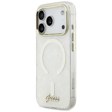 Etui Guess IML Shell Script Metal        MagSafe do iPhone 17 Pro Max biały