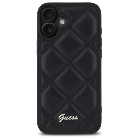 GUESS ETUI CASE HARDCASE DO IPHONE 16 61 CZARNY QUILTED METAL LOGO