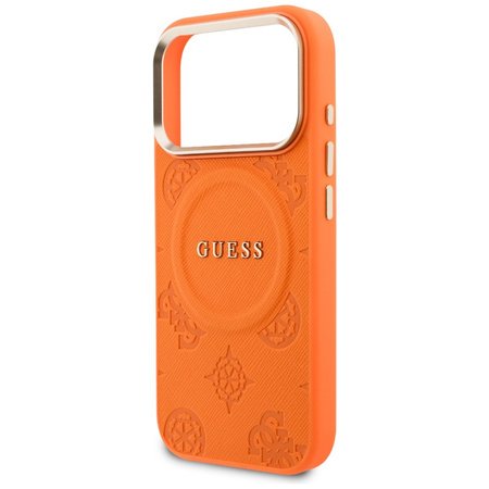 Etui Guess Peony Hot Stamp MagSafe do iPhone 17 Pro pomarańczowy