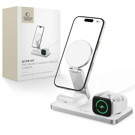 TECH-PROTECT QI15W-A47 MAGNETYCZNY ŁADOWARKA DO MAGSAFE 3IN1 WIRELESS
