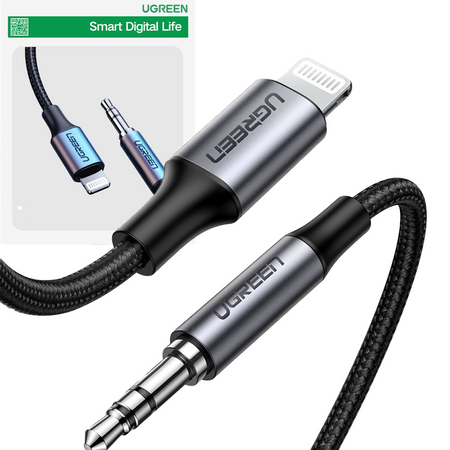 Ugreen kabel przewód audio AUX MFI Lightning - 3,5 mm mini jack 1 m szary (70509)