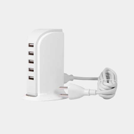 DUDAO ŁADOWARKA 5X USB DO TELEFONÓW EU Z WBUDETNYM KABLEM SIECIOWYM BIAŁA