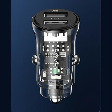 USAMS ŁADOWARKA 2XUSB-A 3A DO IPHONE 12 13 14 SAMOCHODOWA SZYBKIE ŁADOWANIE