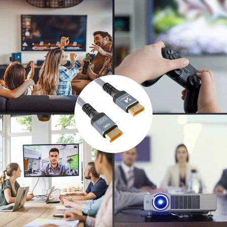 Kabel Wozinsky WPS-16AYL1S DisplayPort 2.1 Certyfikowany VESA 80 Gb/s 16K@60Hz 8K@120Hz 4K@240Hz HDR HDCP DSC 1m - czarny