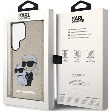 Etui Karl Lagerfeld Glitter Karl&Choupette na Samsung Galaxy S24 Ultra - czarne