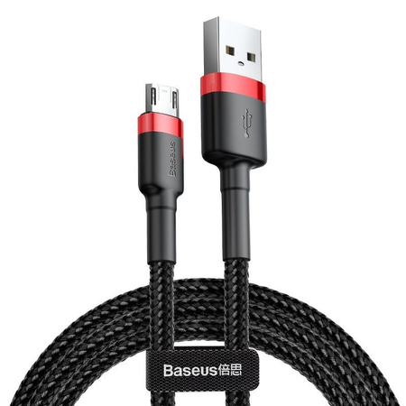 BASEUS KABEL USB DO MICRO USB DO TELEFON TABLET 2A 3M MOCNY CZARNY CZERWONY